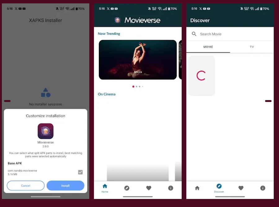 movieverse App Screenshots